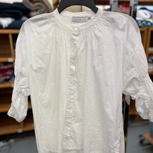 Harshman for Anthropologie white mid sleeve button up shirt